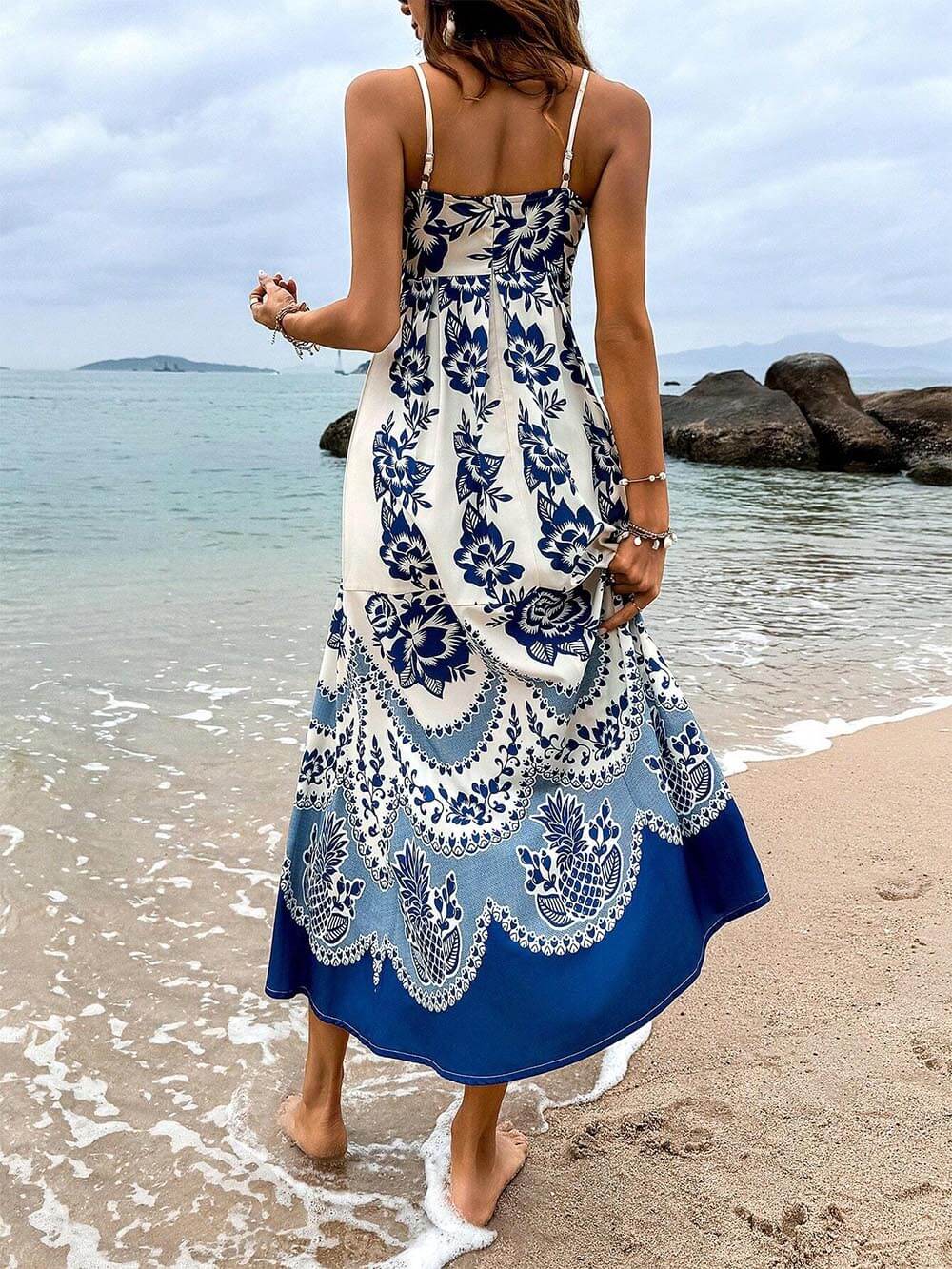 Azure Bloom Midi Dress