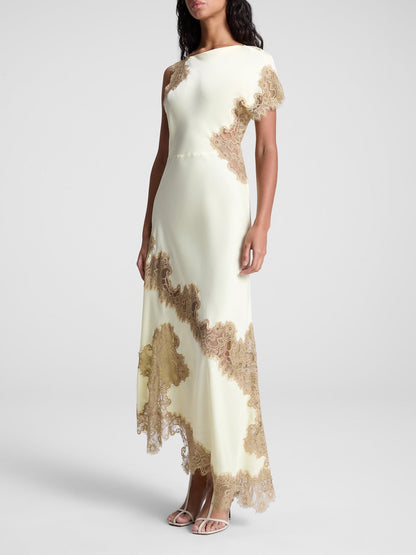 Satin and Lace Maxi Dress